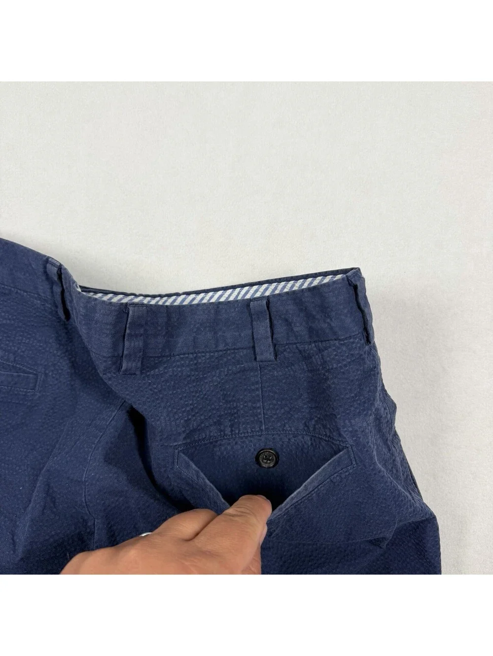 Brooks Brothers Pants Mens 34x32 Blue Genuine Seersucker Clark Chino Preppy